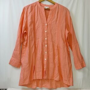 J Jill Love Linen Tunic Top Women's Size XL Petite Peachy Pink 100% Linen